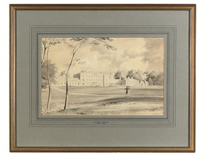 Carton House, Co. Kildare, sede do Duque de Leinster (lápis e lavagem cinzenta) de George (after) Petrie