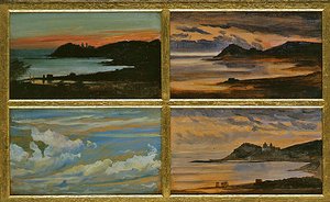 Quatro cenas costeiras (óleo sobre madeira)