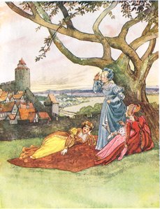 As três princesas, ilustração de &39;A Picture Song Book&39;, 1910 de George, 9th Earl of Carlisle Howard