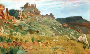Templo de Juno Lacina, Agrigento, Sicília (óleo sobre painel)
