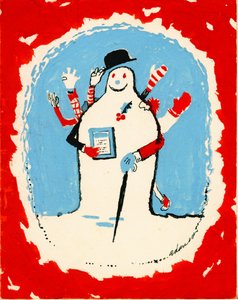 Boneco de neve com muitos braços, 1970 (guache no cartão)