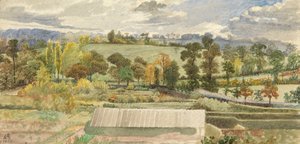 Kilburn Olhando para Hampstead, 1858 (wc no papel)