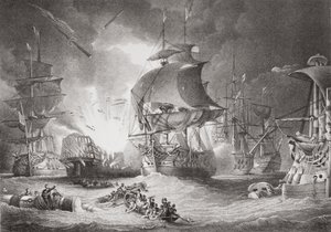 A Batalha do Nilo, 1 de agosto de 1798, de "Ilustrações da História Escocesa e Inglesa", Volume II