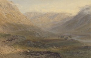 Nant Francon, North Wales, 1862 (grafite, wc, raspagem e goma de papel)