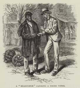 Um readaptor bajulando um eleitor negro de George Augustus Sala