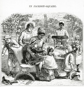 Em Jackson Square, Nova Orleans, ilustração de "America Revisited... (gravura) de George Augustus Sala