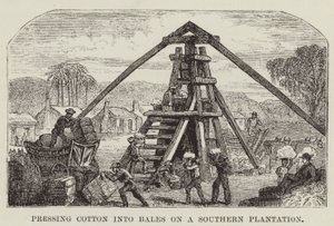Pressionando o algodão em fardos em uma plantação do sul de George Augustus Sala