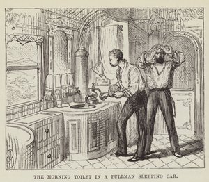 O banheiro de manhã em um Pullman Sleeping Car de George Augustus Sala