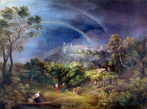 O Castelo de Heidelberg. Pintura de Georges Wallis (1770-1847) Ec. Ang.