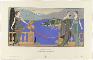 Gazette du Bon Ton, 1914 - No. 6, Pl. 57: Isola Bella/ Redfern Evening Dresses (título sobre o objecto)