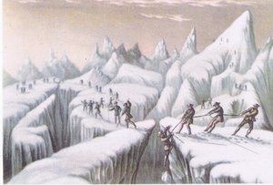 Estágios na subida do Mont Blanc, da British Adventure, publicado por Collins, 1947 de George Baxter