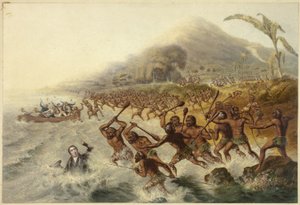 O Massacre do Missionário Lamentado o Rev. J. Williams e o Sr. Harris de George Baxter