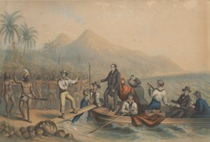 A Recepção do Rev. J. Williams em Tanna, nos Mares do Sul, no dia antes de ser massacrado de George Baxter