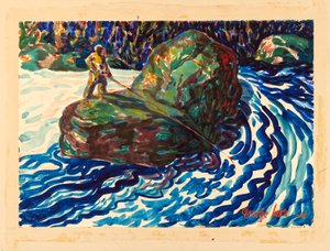 Pesca Guiada (aguarela sobre papel) de George Benjamin Luks
