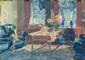 Autorretrato: Interior do meu apartamento em Nova York de George Benjamin Luks