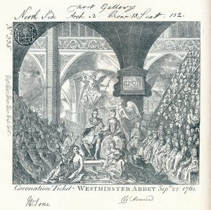 Bilhete gravado para a cerimônia de coroação de George III na Abadia de Westminster 1761 1906