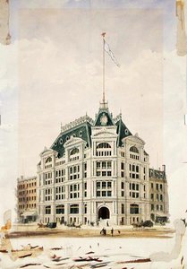 Edifício da Companhia de Seguros de Vida Mútua (aguarela sobre papel) de George Browne Post
