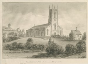 Igreja de Cheadle: desenho sépia de George Buckler