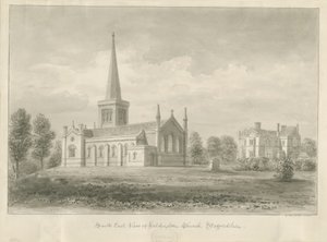 Igreja de Hilderstone: desenho em sépia, 1841