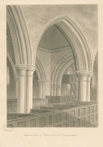 Interior da Igreja Weston-on-Trent: desenho em sépia, 1841