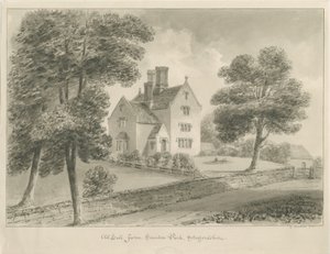 Sandon - Old Hall Farm: desenho em sépia de George Buckler