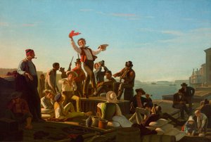 Barqueiro alegre no porto de George Caleb Bingham