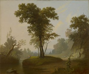 Paisagem com pescador de George Caleb Bingham