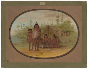 Um chefe Flathead com sua família de George Catlin