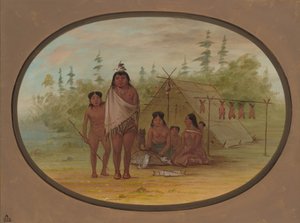 Um chefe Flathead com sua família, 18551869. de George Catlin