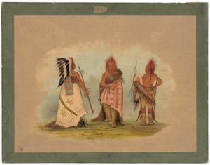 Um chefe Pawnee com dois guerreiros de George Catlin