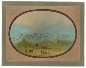 Uma pequena aldeia de Tobos de George Catlin