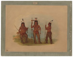 Chefe Alaeutiano e dois guerreiros de George Catlin