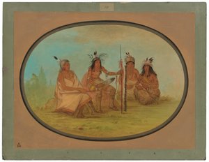 Um chefe Ojibbeway envelhecido e três guerreiros de George Catlin
