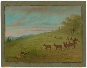 Tiro ao Antílope - Assinneboine de George Catlin