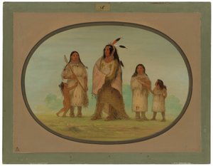Guerreiro Assinneboine e sua família de George Catlin