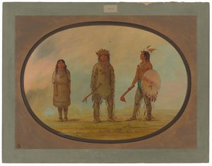 Chefe Athapasca, sua esposa e um guerreiro de George Catlin