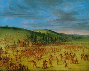 Jogo de bola dos Choctaw--Bola para cima de George Catlin