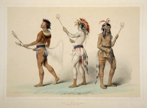 Jogadores de bola, da Catlins North American Indian Portfolio. Cenas de caça e diversões das Montanhas Rochosas e Prairies of America, pub. 1845 de George Catlin