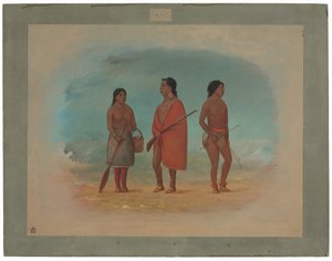 Chefe Botocudo, sua esposa e um jovem de George Catlin