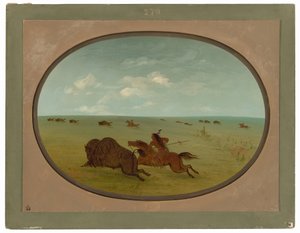 Buffalo Chase, índios Sioux, Alto Missouri de George Catlin