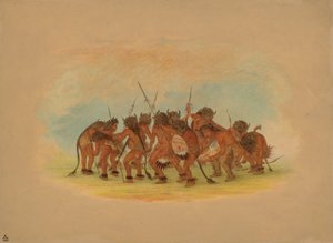 Dança do Búfalo - Mandan, 1861. de George Catlin
