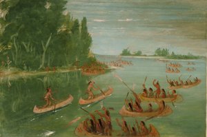 Corrida de canoa perto de Sault Ste. Marie de George Catlin
