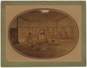Catlin banqueteado pelo chefe Mandan de George Catlin