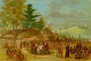 Chefe dos índios Taensa Recebendo La Salle. 20 de março de 1682 de George Catlin