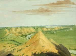 Clay Bluffs, vinte milhas acima dos Mandans, 1832. de George Catlin