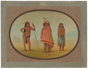 Chefe Cochimtee, sua esposa e um guerreiro de George Catlin