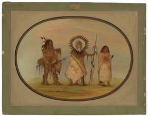 Crow Chief, sua esposa e um guerreiro de George Catlin