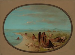 Banho de Guerreiros Corvos, 18611869. de George Catlin