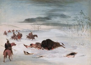 Touro búfalo moribundo num monte de neve de George Catlin
