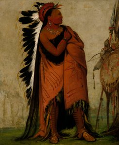 Eé-hee-a-duck-cée-a, Aquele que amarra o cabelo antes, 1832. de George Catlin